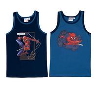 Marvel Spiderman Lot de 2 débardeurs pour garçons et enfants Bleu, bleu, 134-140