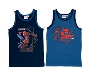 Marvel Spiderman Lot de 2 débardeurs pour garçons et enfants Bleu, bleu, 134-140