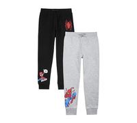 Marvel Spiderman Lot de 2 pantalons de jogging pour garçon, noir/gris, 6-7 ans