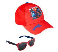 Marvel Spiderman Lunettes de Soleil et Casquette Enfant Respirante Réglable Lunettes de Soleil UV400 Accessoire Enfant Été Voyage (Rouge)