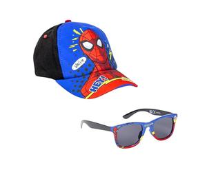 Marvel Spiderman Lunettes de Soleil et Casquette pour Garçons, Lunettes de Soleil Design Avengers Protection UV, Casquette D'été pour Enfants