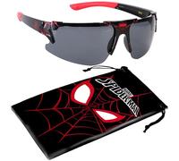 Marvel Spiderman Lunettes de soleil pour enfants, élégantes, confortables et durables, protection UV, lunettes Spiderman avec étui de transport souple, Noir , Boys