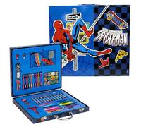 Marvel Spiderman Mallette Artistique Deluxe 52 Pièces Enfant | Kit de Dessin et Coloriage Portable avec Feutres, Craies de Cire, Crayons de Couleur et Accessoires | Cadeau pour Garçons