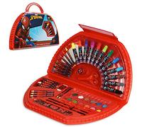 Marvel Spiderman Mallette de Dessin Enfant, Fournitures D'art Stylos de Coloriage Crayons de Couleur Crayons de Couleur, Cadeau pour Enfant (Rouge/Marine)