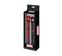 Marvel Spiderman Peter-Pack de Crayon Éternel + Stylo Gel Effaçable, Noir, 14 x 23 cm