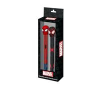 Marvel Spiderman Peter-Pack de Crayon Éternel + Stylo Gel Effaçable, Noir, 14 x 23 cm