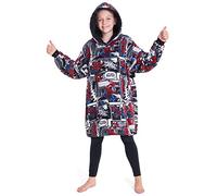 Marvel Spiderman Plaid Capuche Enfant Ado Couverture Polaire Portable Avengers Hulk Captain America Thor Hoodie Oversize Cadeau Garçon (Multi Spiderman)