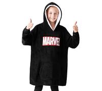 Marvel Spiderman Plaid Capuche Enfant Ado Couverture Polaire Portable Avengers Hulk Captain America Thor Hoodie Oversize Cadeau Garçon (Noir Marvel)