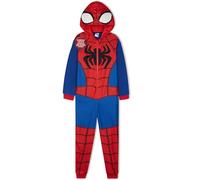 Marvel Spiderman Pyjama Combinaison Garcon, Grenouillere Enfant, Surpyjama Polaire avec Capuche, Cadeau Super-héros (4-5 Ans, Bleu/Rouge)