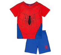 Marvel Spiderman Pyjama Garçon Bleu et Rouge | T-Shirt et Short de Costume d'araignée Spiderman pour Enfants | Conception d'aventure Web-Slinging | Marchandise Officielle Cadeau Parfait