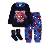 Marvel Spiderman Pyjama pour enfants en polaire avec chaussettes 6 ans antidérapant garçon 6997, bleu, 6 ans