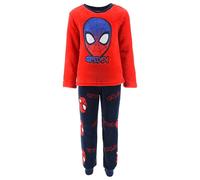 Marvel Spiderman Pyjama pour Garçon, T-Shirt et Pantalon Long en Velours, Pyjama 2 Pièces en Polaire Douce, Cadeau pour Enfant, Taille 8 Ans | Rouge
