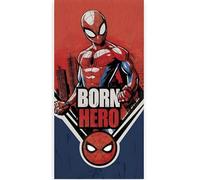 Marvel Spiderman Serviette de Plage & de Bain 70x140 cm, 100% Coton | Serviette Enfant Douce & Absorbante pour le Bain | Design Iconique Rouge & Bleu «Hero Pose» | Idéale pour Plage, Bain & Piscine