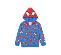 Marvel Spiderman Sweat à capuche zippé en coton pour garçons et filles, bleu, 6-7 ans