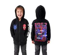 Marvel Spiderman Sweats Garçon Capuche Fermeture éclair | Imprimés sur le devant, dans le dos et sur les manches, 100 % coton, de 2 à 10 ans, poches avant, fermeture éclair