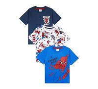 Marvel Spiderman T-shirts pour garçons Pack de 3, T-shirts Spiderman à manches courtes 3PK pour garçons, vêtements officiels Spiderman, Multicolore, 7-8 ans
