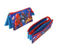 Marvel Spiderman Trousse à crayons 3 compartiments pour enfants - plate avec trois compartiments zippés