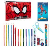 Marvel Spiderman Trousse Scolaire Garcon avec Fournitures Scolaires Incluse, Crayons de Couleur, Stylo, Kit Papeterie, Cadeau pour Enfant