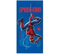 Marvel SpiderMan Upside Down Serviette de Plage & de Bain 70x140 cm, 100 % Coton | Serviette Enfant Douce & Absorbante | Idéale pour le Bain, la Plage & la Piscine | Design Spiderman Aventureux