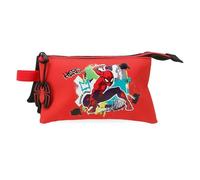 Disney Joumma Bags, Marvel, Spiderman Urban, Trousse scolaire, trousse pour enfant, fabriquée en polyester., rouge, Trousse triple
