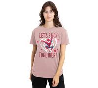 Marvel Spiderman Valentine's Day Stick Together T-Shirt Femme, Rose, M