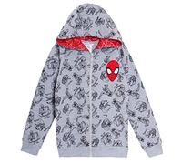 Marvel Spiderman Veste à capuche pour garçons Avengers Hoodie avec fermeture éclair intégrale Manteau léger, gris, 7-8 ans