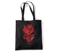 Marvel Spiderman Web Head Rouge Sac Cabas Réutilisable pour Courses et Voyage, Noir, 38X42Cm