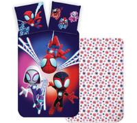 Marvel Spidey Amazing Friends Spider-Man, linge de lit bébé, linge de lit enfant, Spin, Spidey et Ghost-Spider, couette 100 x 135 + oreiller 40 x 60 cm 100% coton