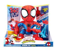 Marvel Spidey and His Amazing Flip Spidey - Peluche animatronique de 30,5 cm avec lumières, sons et lanceur de fléchettes Web
