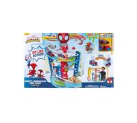 Marvel Spidey and His Amazing Friends Construction Zone Chaos Track - Circuit de Course Double de 0,6 m de Haut avec tyrolienne, Zones de Jeu et véhicules exclusifs