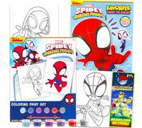 Marvel Spidey and His Amazing Friends Lot de 4 affiches de peinture avec livre d'activités de peinture Spidey et ses amis et plus encore | Coloriage et activités Spiderman pour tout-petits et enfants