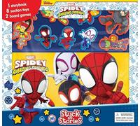 Marvel Spidey and his Amazing Friends Stuck on Stories - Activity Books for kids, 10-page storybook, 8 toy suction cups, a board game to enjoy