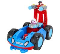 Marvel Spidey and His Amazing Friends Team Spidey Flip and Reveal Cruiser - Véhicule double face de 27,9 cm avec lumières, sons et lanceurs Web Blast