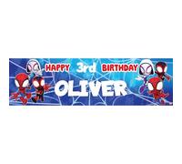 Marvel Spidey Bannière d'anniversaire personnalisée - Décoration de fête Spiderman personnalisée pour garçon - Parfait pour les fêtes d'anniversaire - Grand format 140 x 40 cm