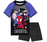 Marvel Spidey Ensemble Maillot de Bain Garçon 2 Pièces Tee Shirt Enfant et Short de Bain Enfant Piscine Plage Vacances Cadeau Garçon (4-5 Ans, Noir)