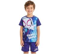 Marvel Spidey et Ses Amis Ensemble Pyjama Enfant Garcon, 2 Pièces Ghost Spider Été Tshirt Ras du Cou et Shorts, Cadeau Garcon (4-5 Ans, Bleu/Bleu Marine Ghost Spider, 1 Pack)