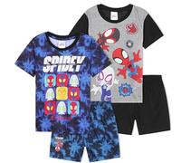 Marvel Spidey et Ses Amis Ensemble Pyjama Enfant Garcon, Lot de 2 Été Tshirt Ras du Cou et Short Pyjama, Vêtement de Nuit,Cadeau Garcon (3-4 Ans, Multi Spidey, 2 Pack)