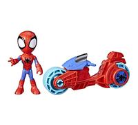 Hasbro Figurine Marvel Spidey et Ses Amis Extraordinaires – Spidey avec moto, Rouge/Bleu, dès 3 ans