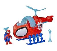 Hélico de l'équipe Spidey, figurine de 7,5 cm et véhicule avec projectile, Marvel Spidey et ses Amis Extraordinaires, dès 3 ans