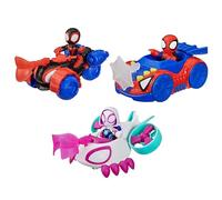 Marvel Spidey et Ses Amis Extraordinaires, Pack de 3 Figurines articulées de 7,5 cm avec 3 véhicules, 3 Accessoires, Jouets de Super-héros, dès 3 Ans
