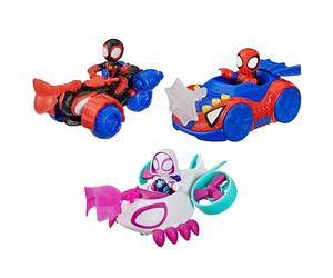 Marvel Spidey et Ses Amis Extraordinaires, Pack de 3 Figurines articulées de 7,5 cm avec 3 véhicules, 3 Accessoires, Jouets de Super-héros, dès 3 Ans