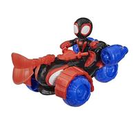 Marvel Spidey et Ses Amis Extraordinaires, véhicule Techno-Quad et Figurine Miles « Spin » Morales de 7,5 cm et Accessoire, Jouets de Super-héros, dès 3 Ans