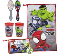MARVEL Spidey & Friends Set 3 Pièces Asile : Serviette, Brosse Et Verre MARVEL