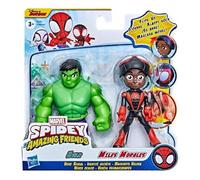 Marvel Spidey & His Amazing Friends Action Figures Superheroes + Villains (Choose Figure) (Hulk & Miles 2 Pack ( 4 Inch))