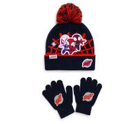 Marvel Spidey & His Amazing Friends Ensemble bonnet à pompon et gants pour enfants - Bonnet 100 % acrylique Accessoires d'hiver - Cadeau officiel Spider-Man pour garçons