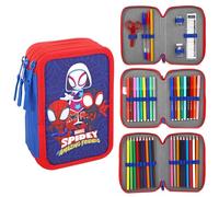 Marvel Spidey & His Amazing Friends Grande Trousse Enfant à Crayons à 3 Compartiments Multiples Fournitures Scolaires Papeterie Crayons de Couleur, Multicolore