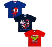Marvel Spidey & His Amazing Friends Lot de 3 t-shirts pour garçons | Spidey, Spin et Ghost-Spider | Chemises de super-héros 100 % coton pour enfants, Multicolore, 5-6 ans