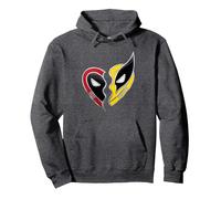 Marvel Studios Deadpool & Wolverine Best Friends Heart Charm Sweat à Capuche, Unisexe pour Adultes, Chiné Foncé, S