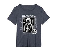 Marvel Studios Deadpool & Wolverine Maximum Effort Chalk Art T-Shirt, Femme Grandes Tailles, Bleu Chiné, 6X