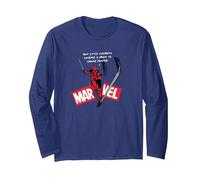 Marvel Studios Deadpool & Wolverine MCU Marvel Logo Slice Manche Longue, Unisexe pour Adultes, Bleu Marine, XXL